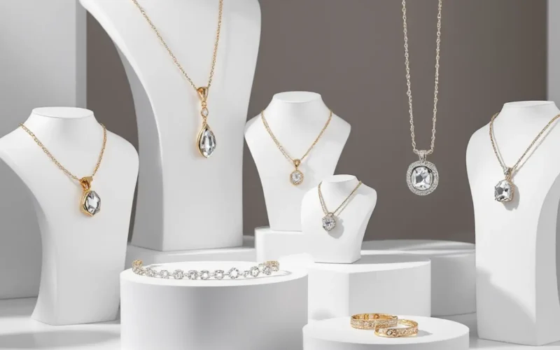 Variety of necklace lengths and styles.