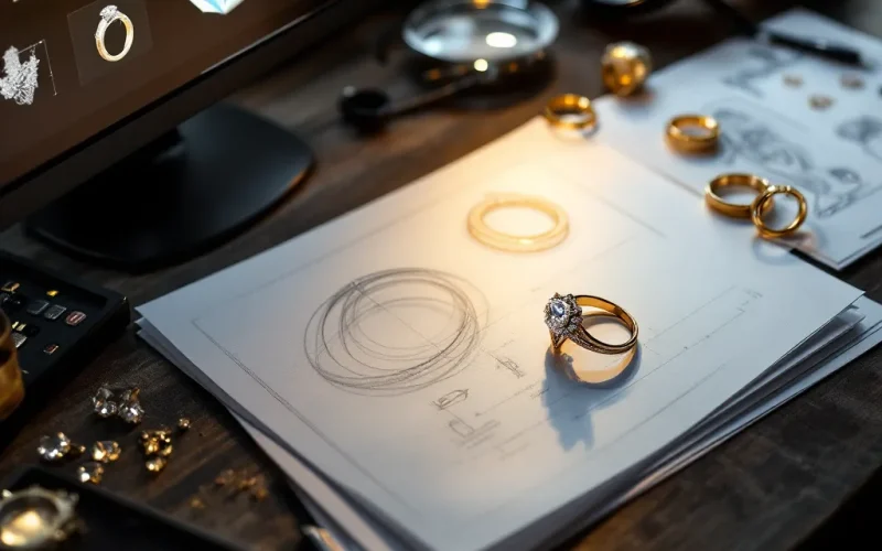 Custom engagement ring design process at Regal Studio.