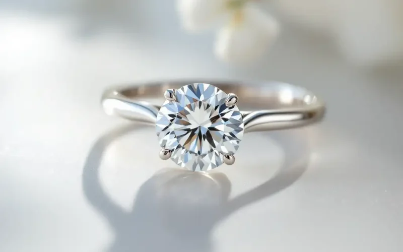 "Lab-grown diamond ring with eco-friendly gemstones."