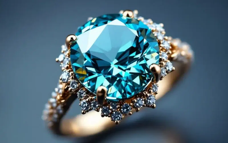 Gemstones in emerald green, cobalt blue, ruby red, and pastel shades for 2025 jewelry trends.
