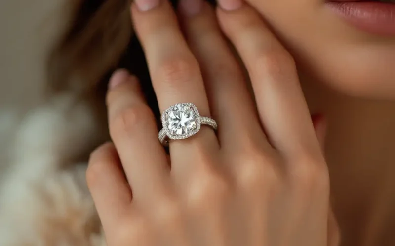 Elegant engagement rings in various styles and cuts.