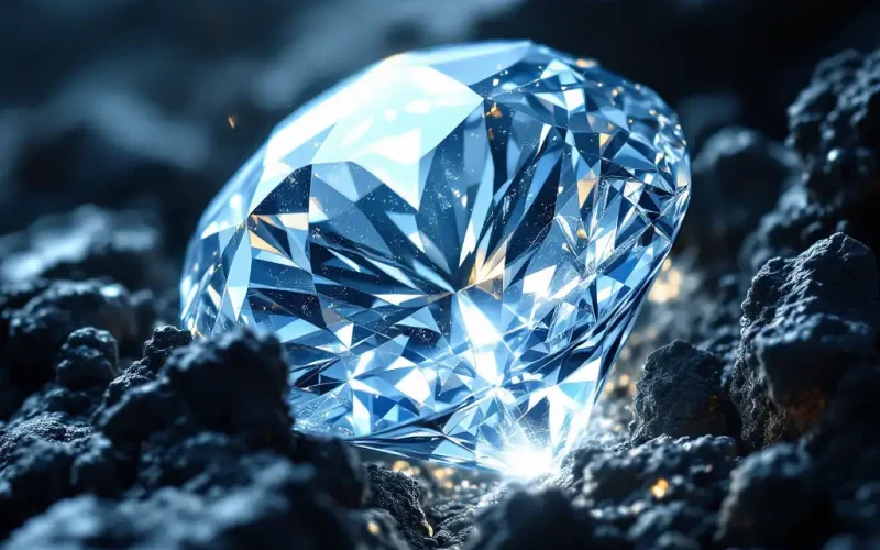 A natural diamond showcasing its unique facets and brilliance.