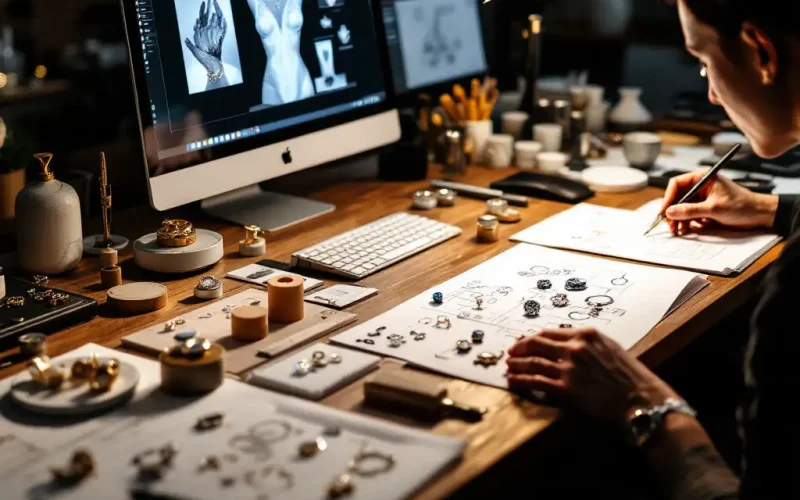 Step 3: Learn the Custom Design Process "Jeweler planning a customized ring"