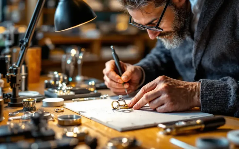 Custom engagement ring design elements.