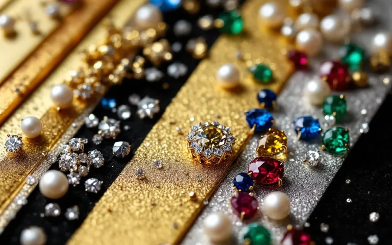 Popular Materials for Custom Jewelry: "Metals, diamonds, and pearls for custom jewelry."